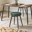 Set of 2 Kitchen Stools – Synthetic Leather – Green – Upholstered Padded Seat, Mid-Century Modern Design