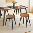 Set of 2 Dining Stools – Synthetic Leather – Brown – Padded Seat, Mid-Century Modern Design
