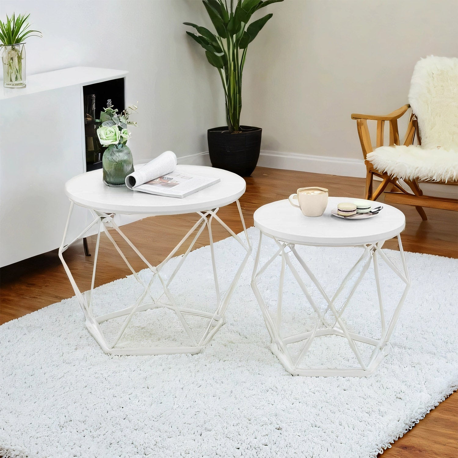 Round Coffee Table Set – Steel – Modern – Removable Tabletop