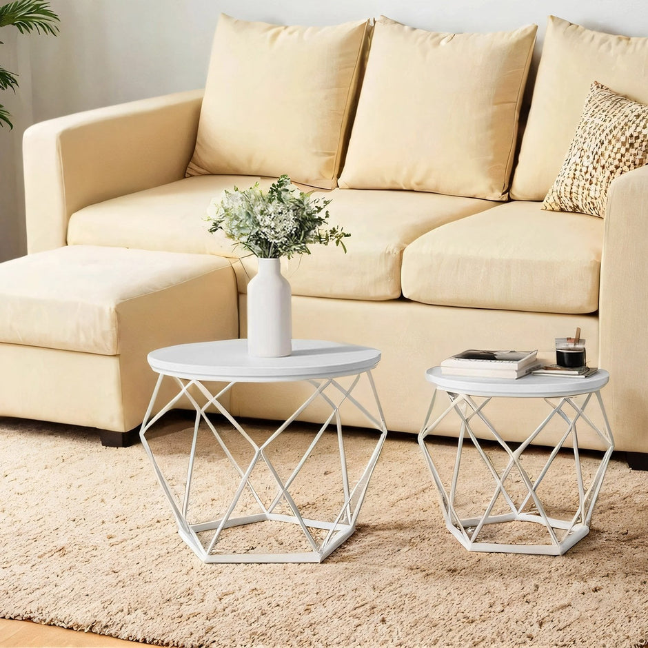 Round Coffee Table Set – Steel – Modern – Removable Tabletop