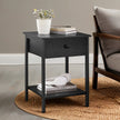 Nightstand – Steel Frame – Hazelnut Brown and Black – Drawer and Shelf
