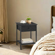 Nightstand – Steel Frame – Hazelnut Brown and Black – Drawer and Shelf