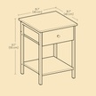 Nightstand – Steel Frame – Hazelnut Brown and Black – Drawer and Shelf