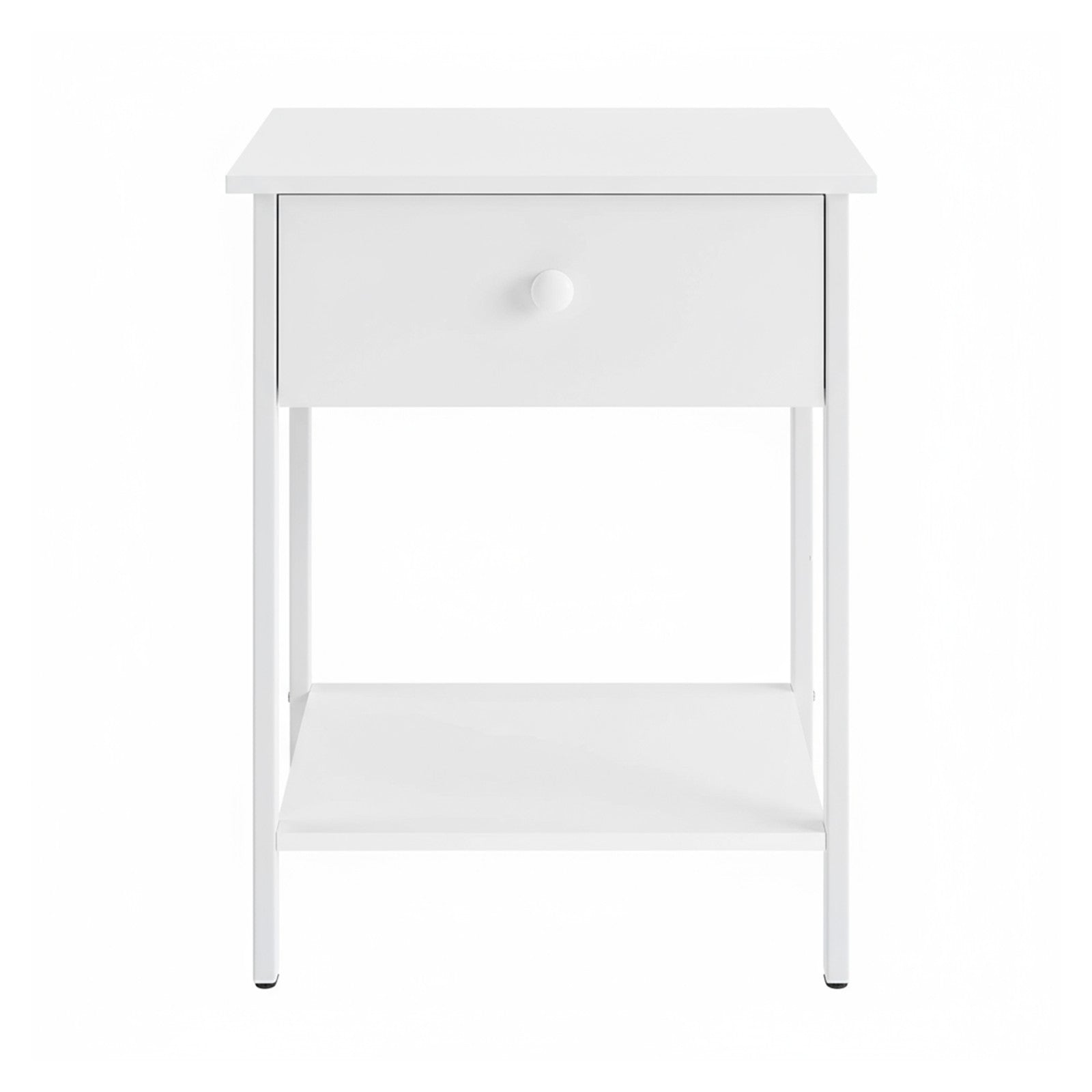 Bedside Table – Steel – Hazelnut Brown and Black – Modern Design with Drawer and Shelf