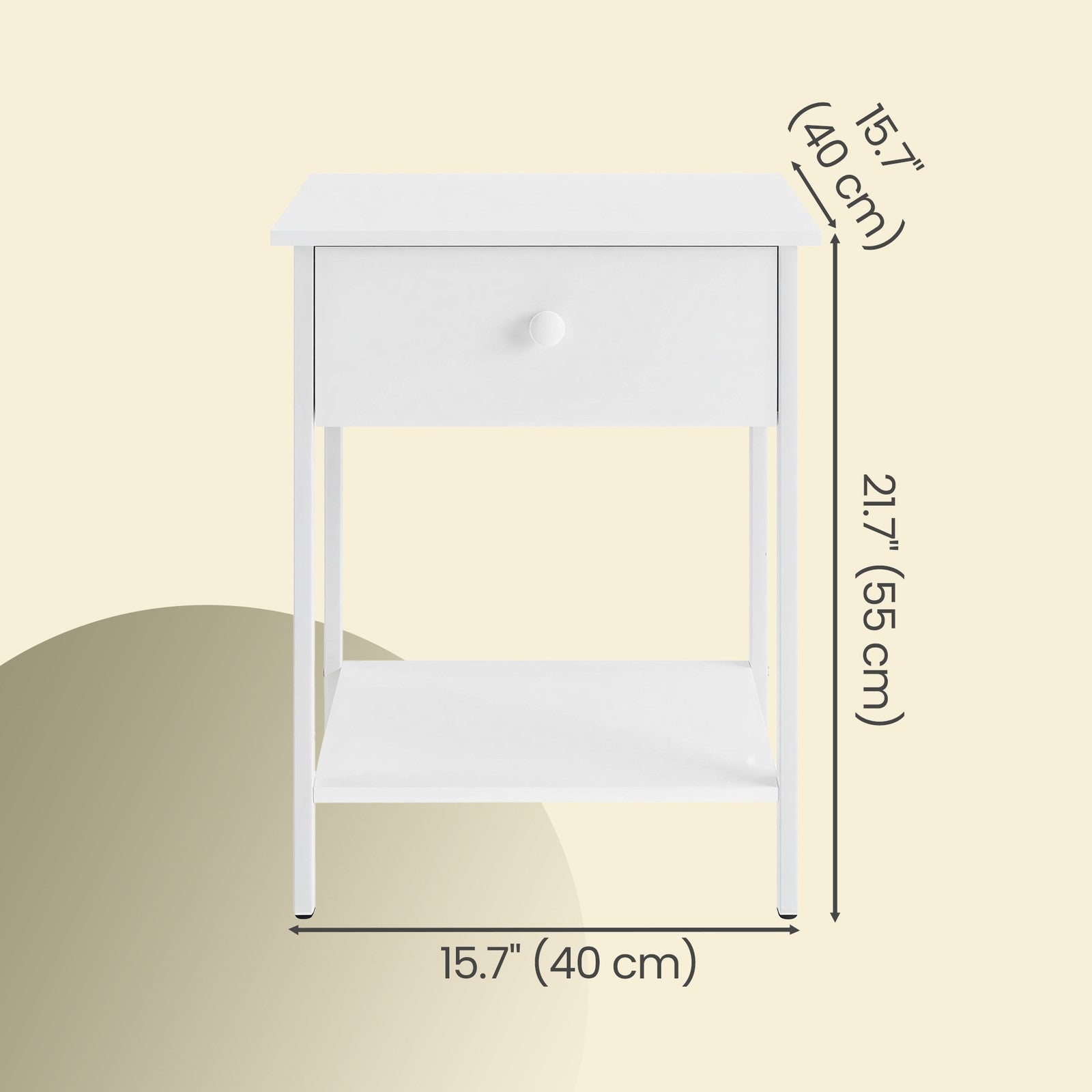Bedside Table – Steel – Hazelnut Brown and Black – Modern Design with Drawer and Shelf