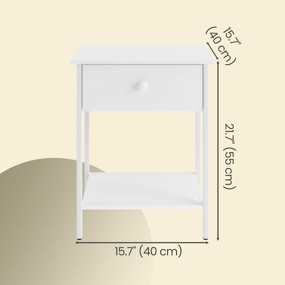 Bedside Table – Steel – Hazelnut Brown and Black – Modern Design with Drawer and Shelf