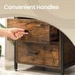 Bedside Table – Wood – Rustic Brown and Black – Open Shelf and 2 Drawers