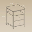 Bedside Table – Wood – Rustic Brown and Black – Open Shelf and 2 Drawers