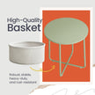 Round Side Table – Wood and Fabric – Ebony Black and Slate Grey – Modern Design with Storage Basket