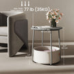 Round Side Table – Wood and Fabric – Ebony Black and Slate Grey – Modern Design with Storage Basket