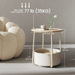 Round Side Table – Wood and Fabric – Ebony Black and Slate Grey – Modern Design with Storage Basket