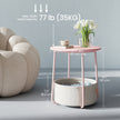 Round Side Table – Wood and Fabric – Ebony Black and Slate Grey – Modern Design with Storage Basket