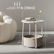 Round Side Table – Wood and Fabric – Ebony Black and Slate Grey – Modern Design with Storage Basket