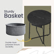 Round Side Table – Metal and Fabric – Black and Grey – With Charging Station and USB Ports