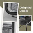 Round Side Table – Metal and Fabric – Black and Grey – With Charging Station and USB Ports