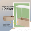 Bedside Table – MDF and Fabric – Matte White and Camel Brown – Modern Design with Fabric Basket