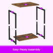 Side Table – Wood and Metal – Rustic Brown and Black – Versatile Design for Living Room, Bedroom, Office, and Bathroom