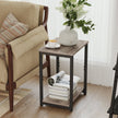 Side Table – Wood and Metal – Rustic Brown and Black – Versatile Design for Living Room, Bedroom, Office, and Bathroom