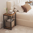 Set of 2 Side Tables – Wooden and Metal – Rustic Brown and Black – 2-Tier Design for Living Room and Bedroom