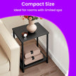 Set of 2 Side Tables – Wooden and Metal – Rustic Brown and Black – 2-Tier Design for Living Room and Bedroom