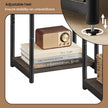 Set of 2 Side Tables – Wooden and Metal – Rustic Brown and Black – 2-Tier Design for Living Room and Bedroom
