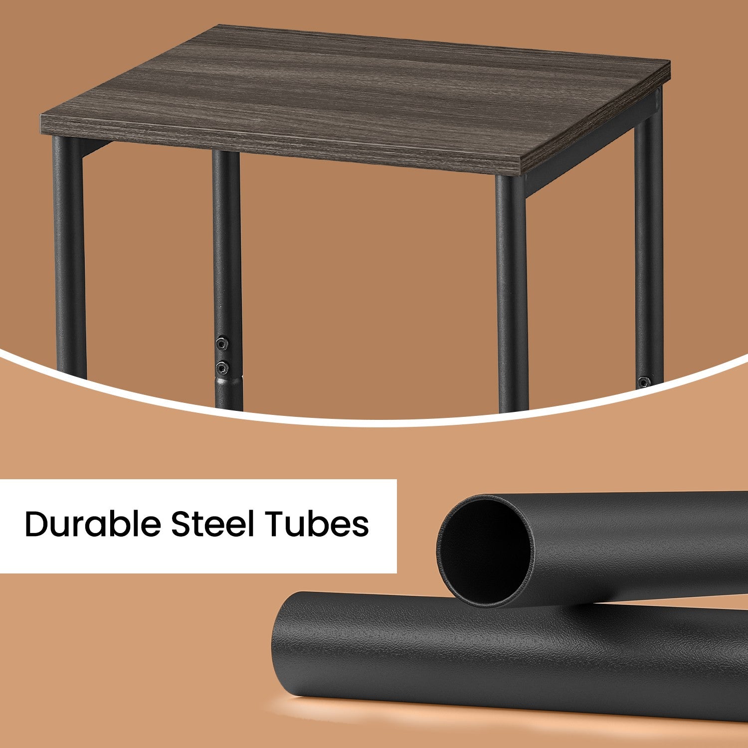 Set of 2 Side Tables – Wooden and Metal – Rustic Brown and Black – 2-Tier Design for Living Room and Bedroom