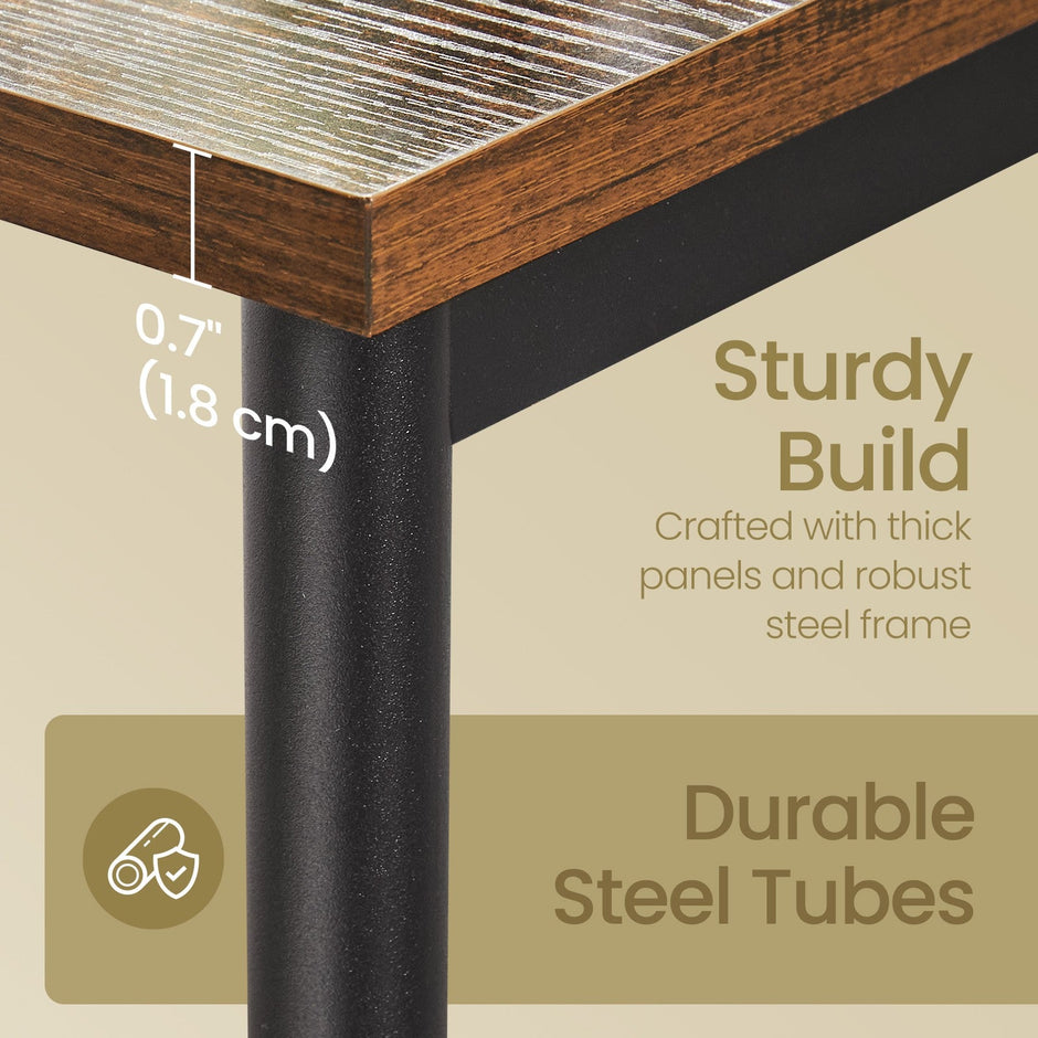 3-Tier End Table – Steel Frame – Rustic Brown and Ink Black – Versatile for Living Room, Bedroom, Office, and Bathroom