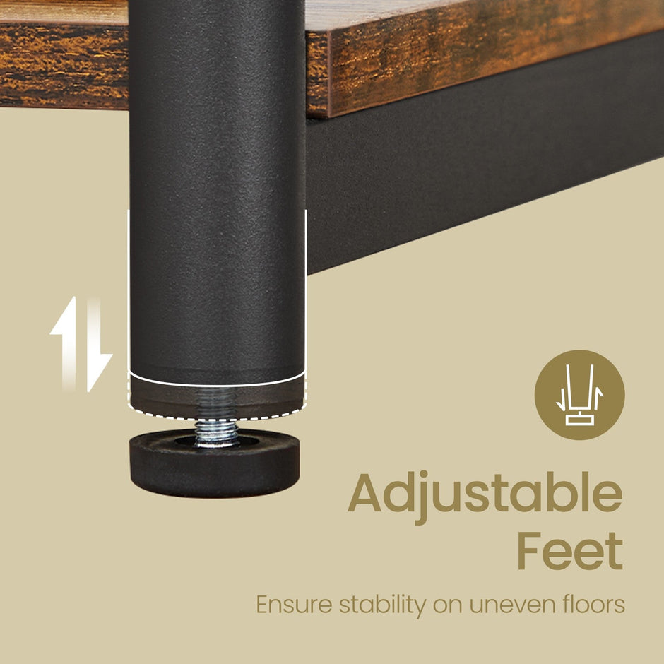 3-Tier End Table – Steel Frame – Rustic Brown and Ink Black – Versatile for Living Room, Bedroom, Office, and Bathroom