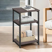 End Table – Wood – Rustic Brown and Ink Black – 3-Tier Design