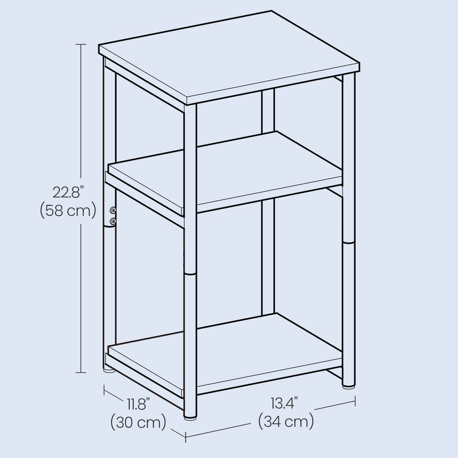 End Table – Wood – Rustic Brown and Ink Black – 3-Tier Design