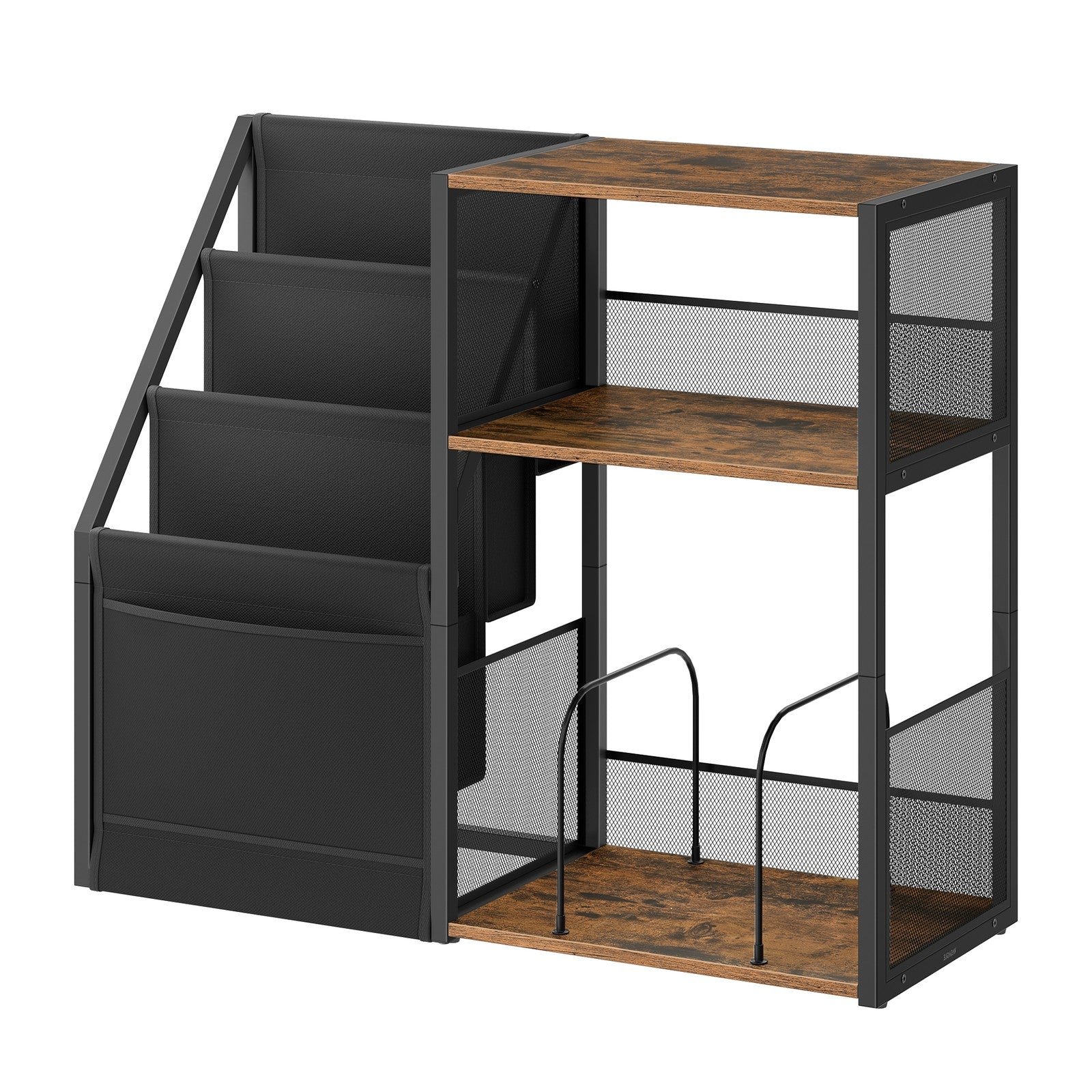 3-Tier End Table – Wood – Rustic Brown – Vinyl Record Storage for Up to 140 Albums