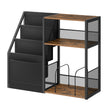 3-Tier End Table – Wood – Rustic Brown – Vinyl Record Storage for Up to 140 Albums