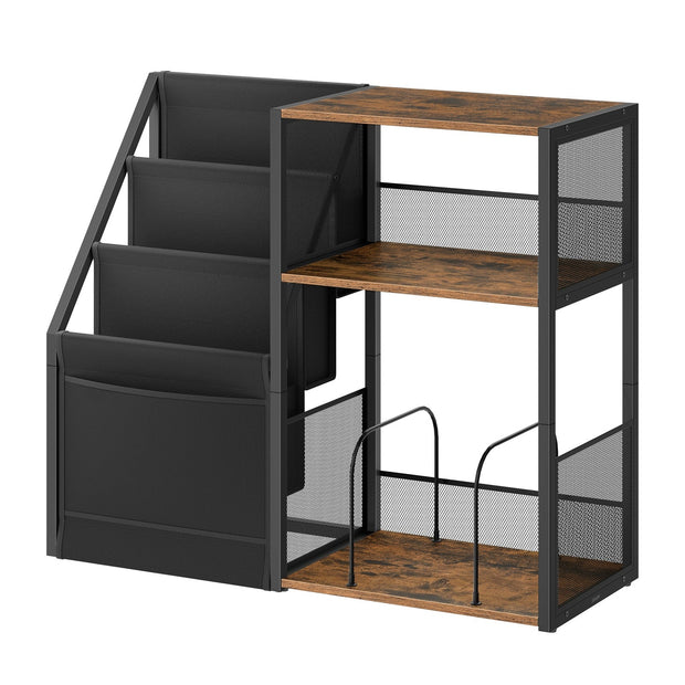 3-Tier End Table – Wood – Rustic Brown – Vinyl Record Storage for Up to 140 Albums