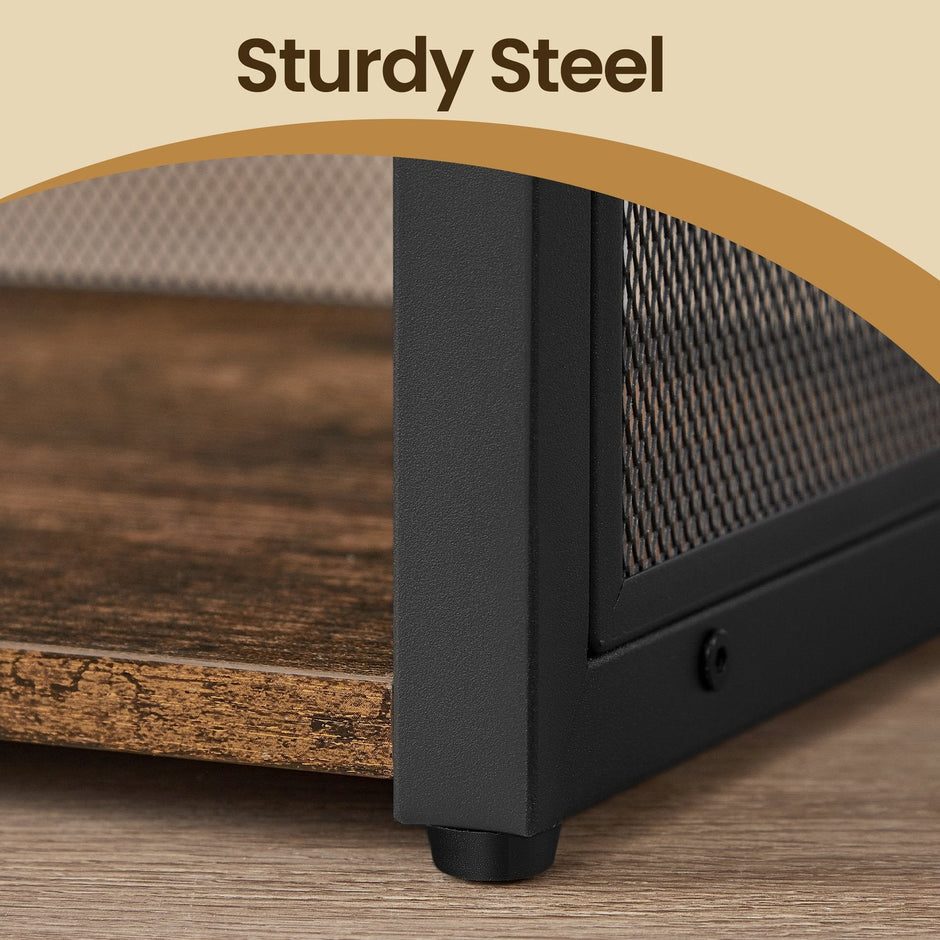 3-Tier End Table – Wood – Rustic Brown – Vinyl Record Storage for Up to 140 Albums
