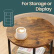 Round Coffee End Table – Steel – Rustic Brown and Black – 3-Tier Accent Design