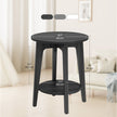 End Table – Metal and Wood – Black – Small Round with Bottom Shelf