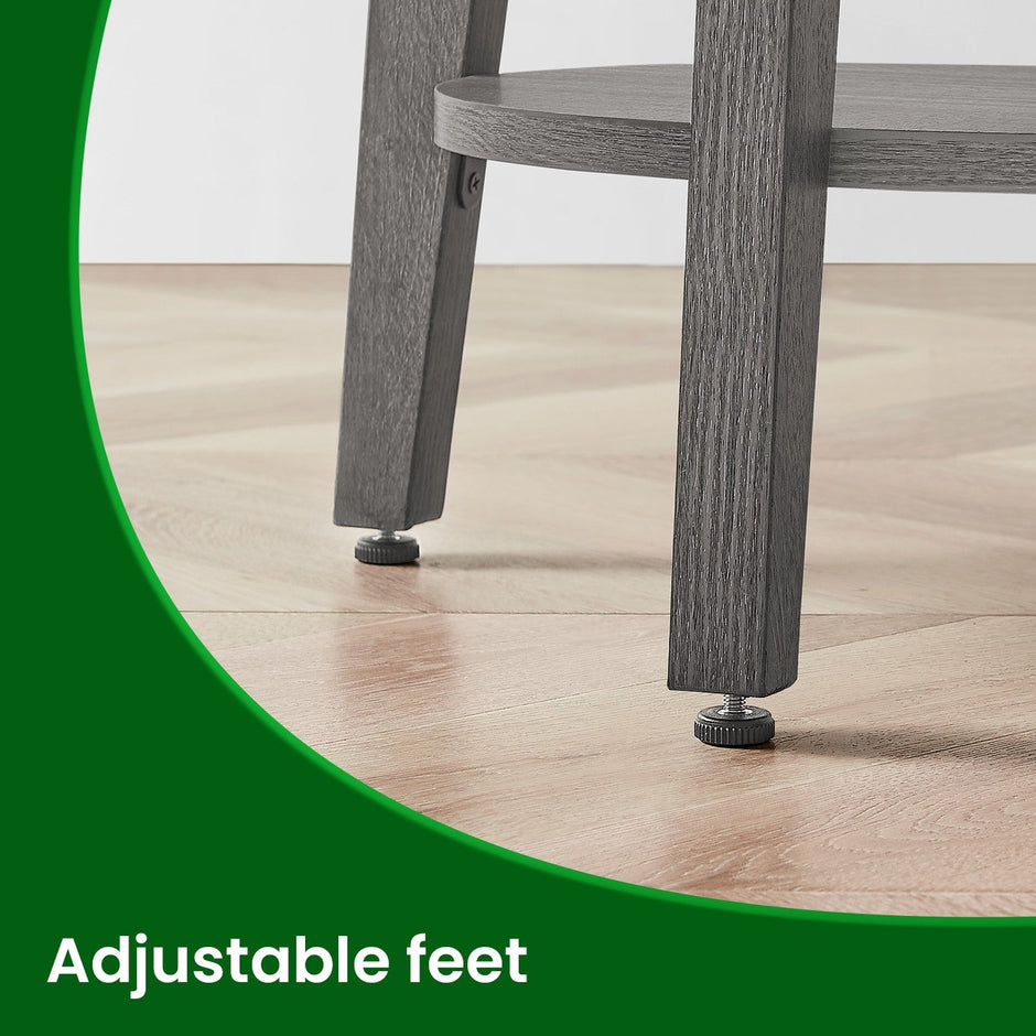 End Table – Metal and Wood – Black – Small Round with Bottom Shelf