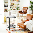 2-Tier Side Table – Particleboard and Glass – Modern Minimalist – Versatile for Living Room, Bedroom, or Home Office