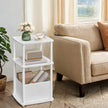 3-Tier Side Table – Fabric and Wood – Snow White – Toolless Assembly