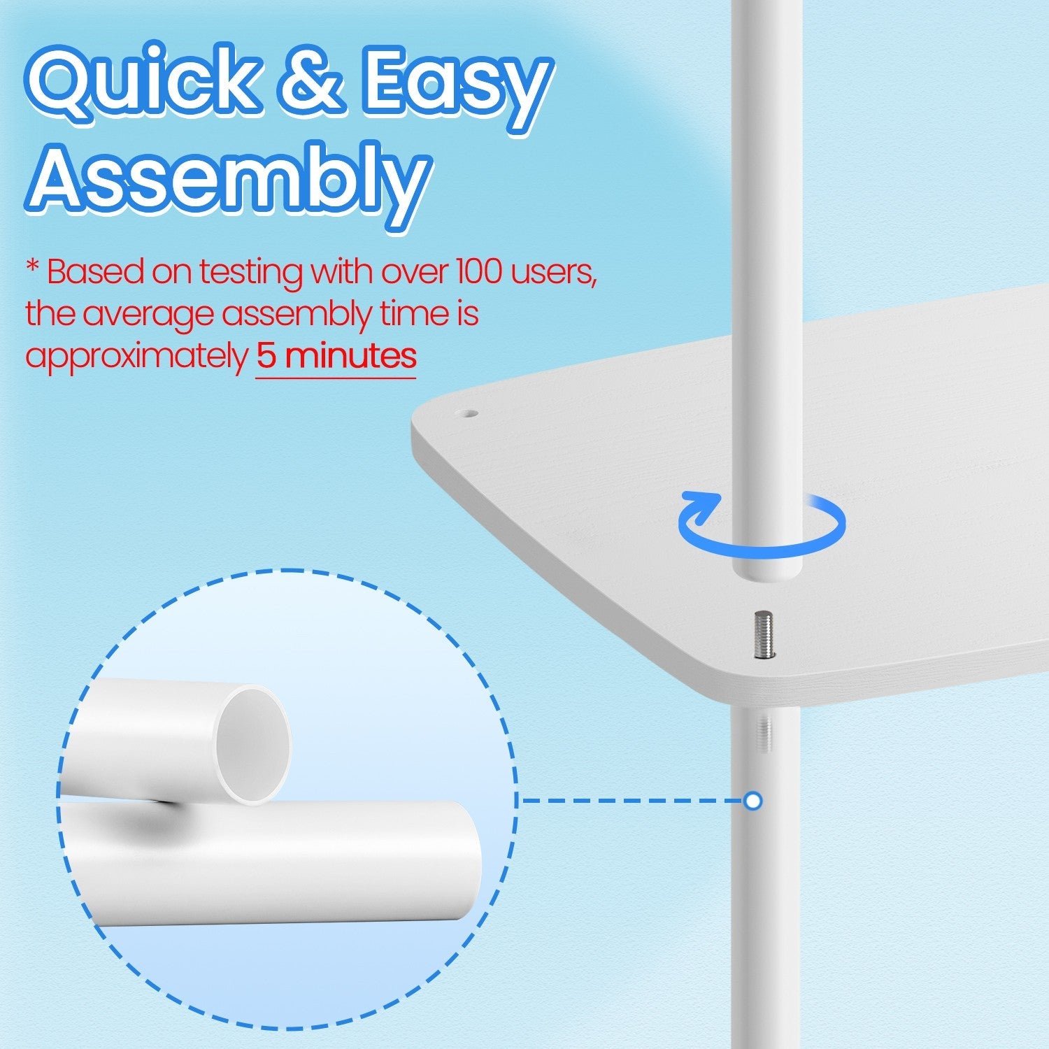 3-Tier Side Table – Fabric and Wood – Snow White – Toolless Assembly