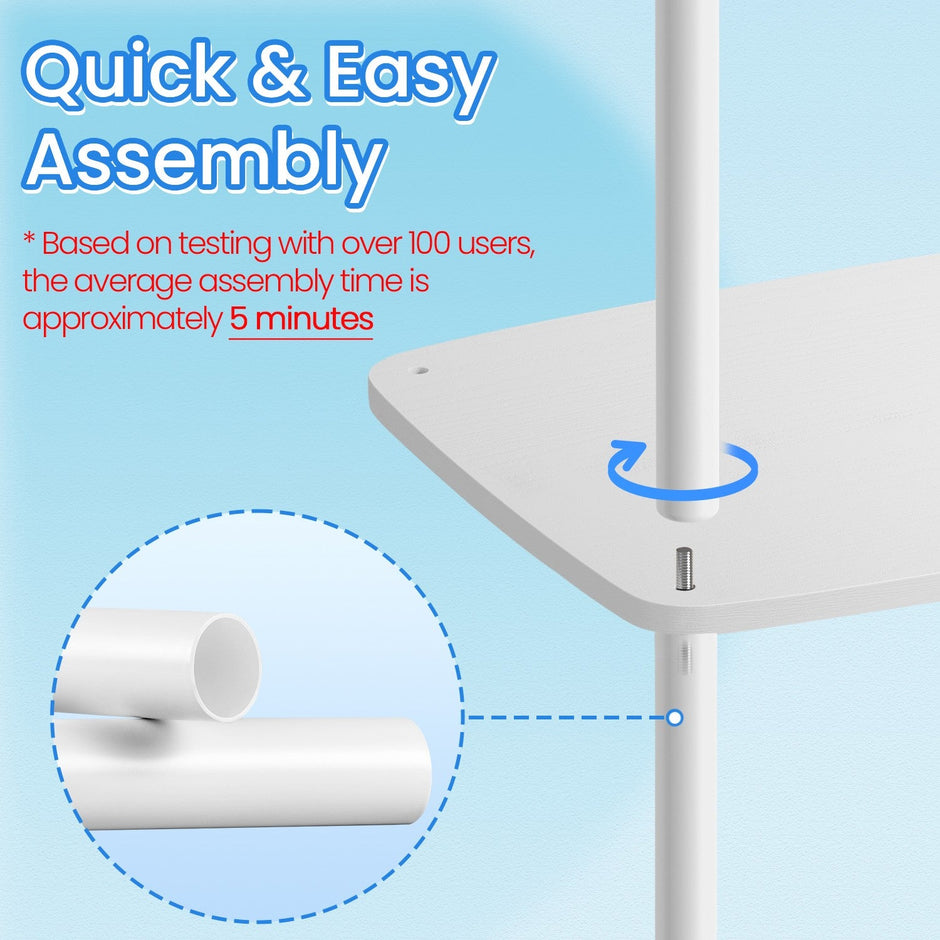 3-Tier Side Table – Fabric and Wood – Snow White – Toolless Assembly