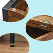 Slim Side Table – Wood and Fabric – Rustic Brown and Black – Integrated Charging Station and Storage