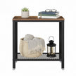 Narrow Side End Table – Iron – Rustic Brown – 2-Tier with Mesh Shelf and Space-Saving Design