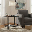 Narrow Side End Table – Iron – Rustic Brown – 2-Tier with Mesh Shelf and Space-Saving Design