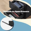 Narrow End Table – Wood – Grey and Black – Features 2 Drawers and Charging Station
