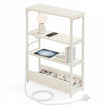 Slim End Table – Wood – Dark Finish – 3-Tier Design with Charging Station