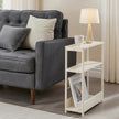Slim End Table – Wood – Dark Finish – 3-Tier Design with Charging Station