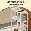 Slim End Table – Wood – Dark Finish – 3-Tier Design with Charging Station