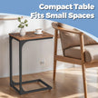 C-Shaped Sofa Table – Metal Frame – Rustic Brown and Black – Versatile End Table for Living Room and Bedroom