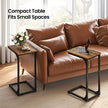 C-Shaped Sofa Table – Metal Frame – Rustic Brown and Black – Versatile End Table for Living Room and Bedroom